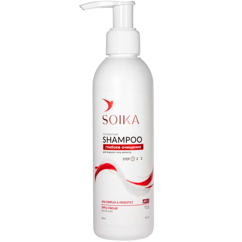 SOIKA Shampoo Deep cleansing with AHA acids, prebiotics, apple cider vinegar for oily hair, 300 ml