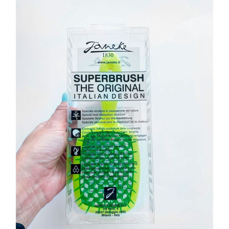 Janeke Superbrush Расческа для волос Желтый с Салатовым