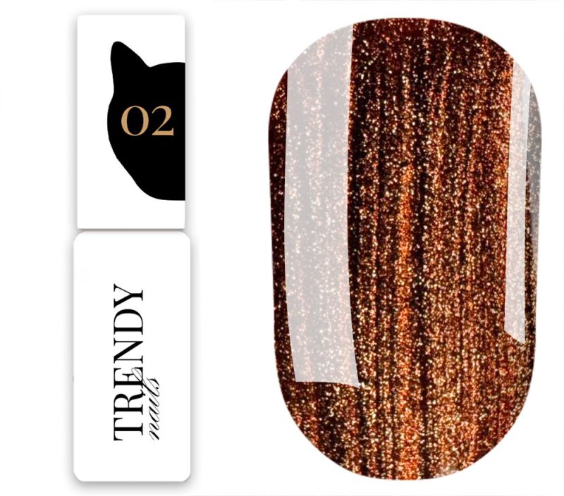 Trendy Nails Гель-лак Gel polish «Сat’s Eye» Gold Color №2 HEMA/TPO free, 8 мл