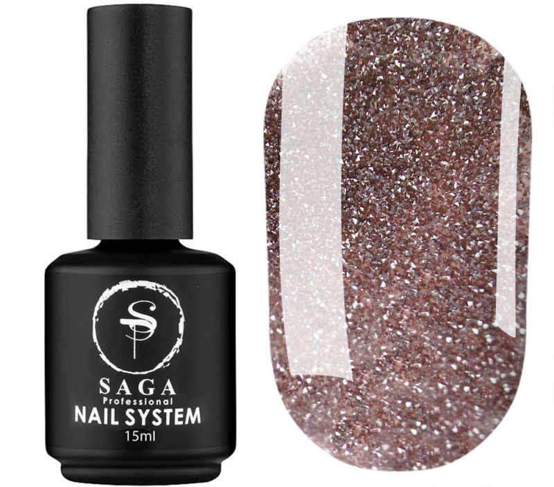 SAGA professional Гель-лак Fiery gel 05 (бежево-лиловый с микроблеском, светоотражающий), 15 мл
