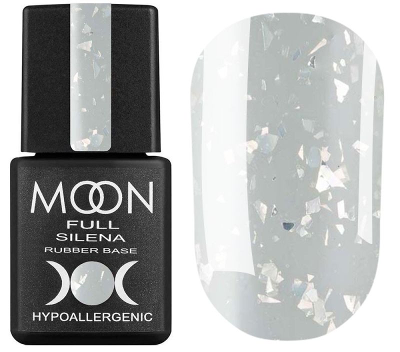 MOON FULL Potal Rubber Base Silena №2020 (light gray with silver potal), 8 ml