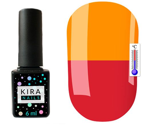 УЦІНКА до 08.2026 Термо гель-лак Kira Nails №T06 (приглушено-малиновий, при нагріванні - насичений помаранчевий), 6 мл