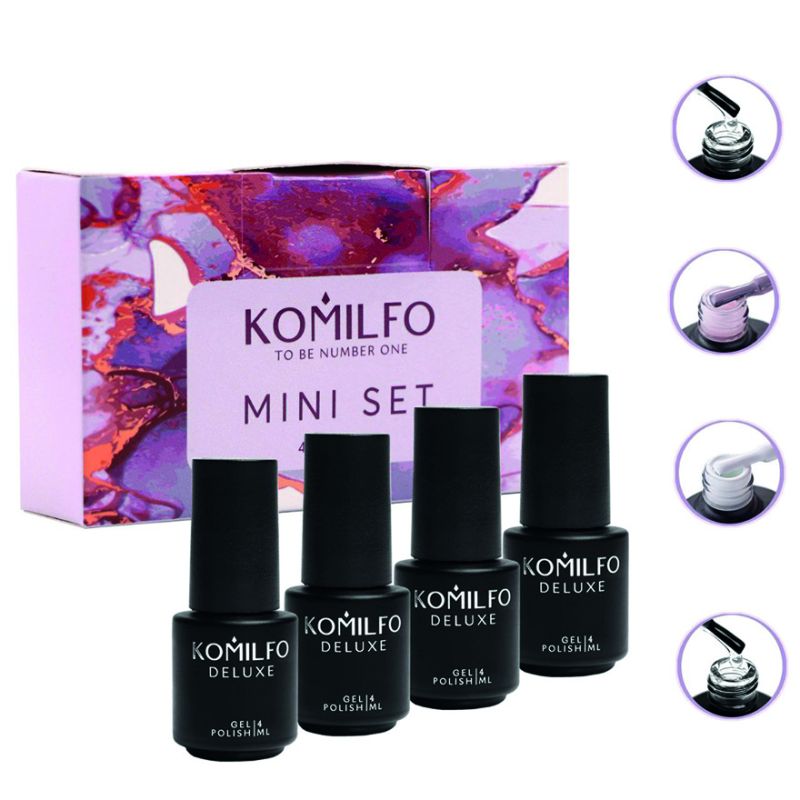 Komilfo Mini Set Mini set 001, 4 ml (Rubber Base, F004, F010, No Wipe Top with UV Filters)