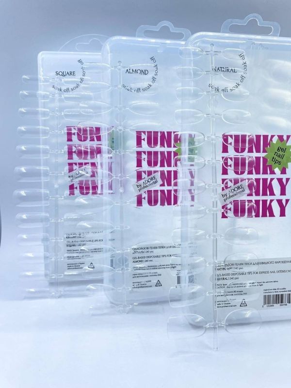 ADORE Funky Gel Nail Tips "ALMOND" - natural almond, 240 pcs