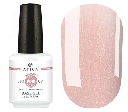 Base Gel Atica Pink Shimmer (pink), 15 ml