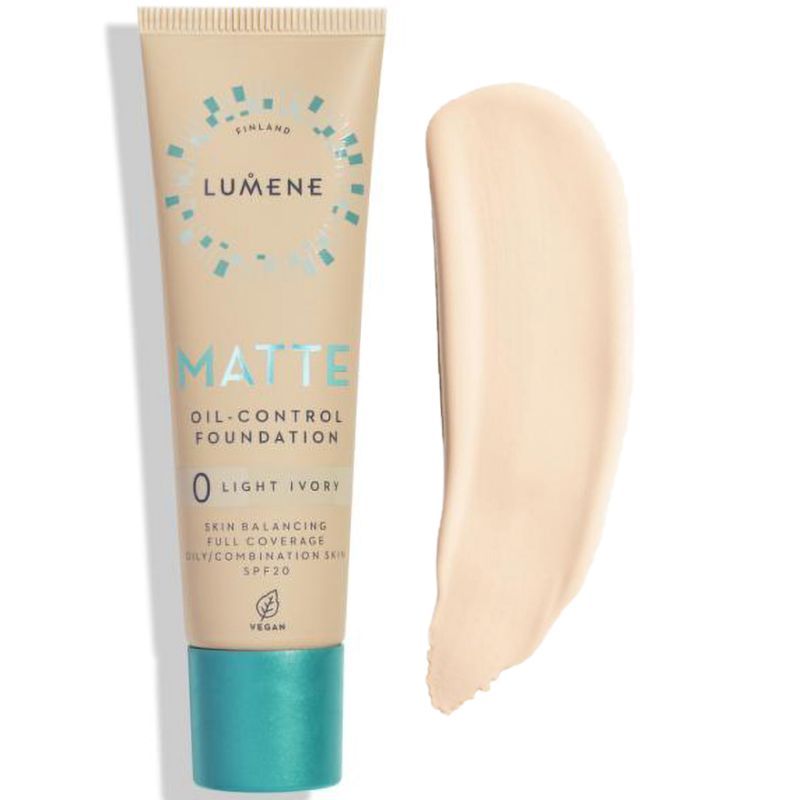 УЦЕНКА до 07.2026 LUMENE Тональная основа MATTE SPF 20 матированная №0 Light Ivory, 30 мл