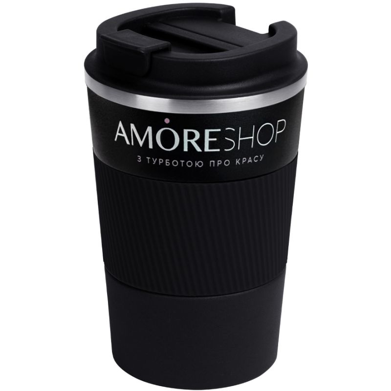 AmoreShop Термочашка брендированная черная, 350 мл