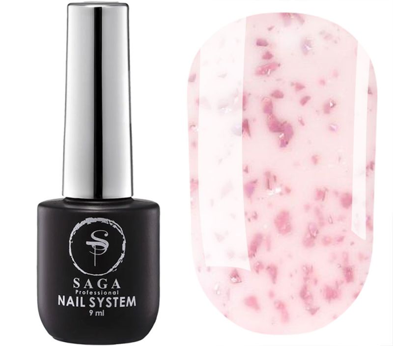 SAGA professional LEAF BASE 13 (milky pink with pink gold leaf), 9 ml
