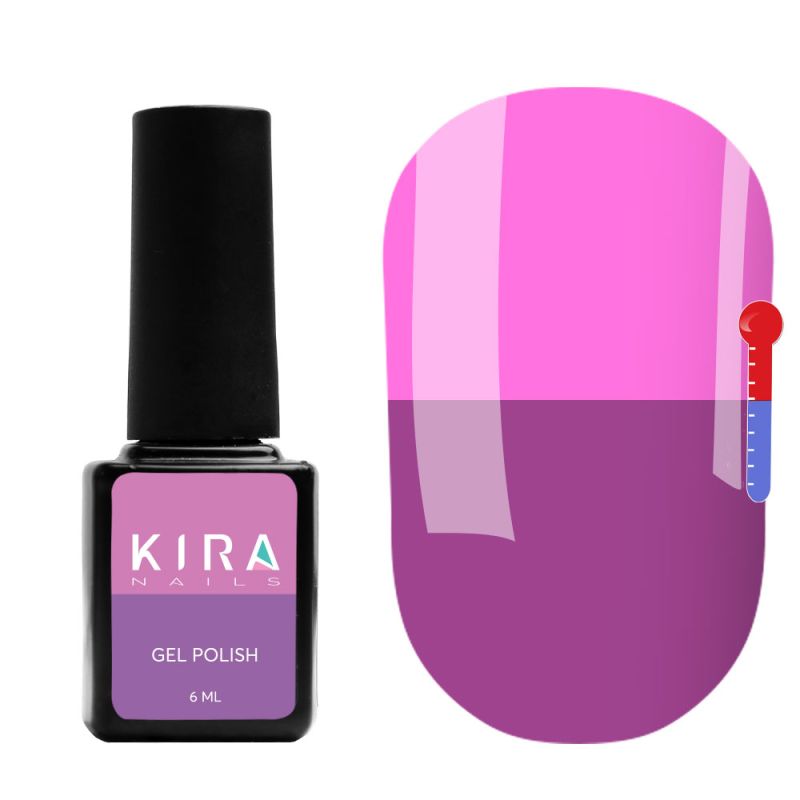 Thermo gel polish Kira Nails No. T19 (purple, muted pink when heated), 6 ml