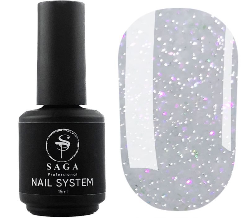 SAGA professional LIQUID GEL 23 (молочный с микроблеском и хлопьями, светоотражающий), 15 мл
