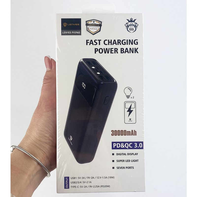 Power Bank Lenyes PX396D 30000 mAh, with fast charging
