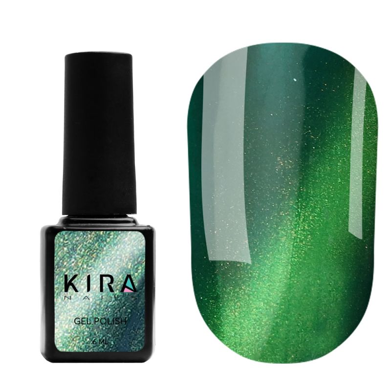 Гель-лак Kira Nails Cat Eye №005 (сине-зеленый, магнитный), 6 мл