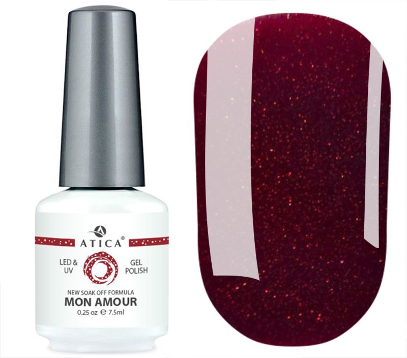 Gel polish Atica GPM 261 Mon Amour (burgundy, micro-gloss), 7.5 ml