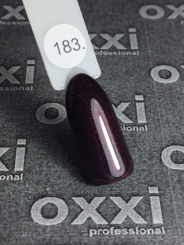 OXXI Гель-лак для ногтей №183 (темный вишневый, микроблеск), 10 мл