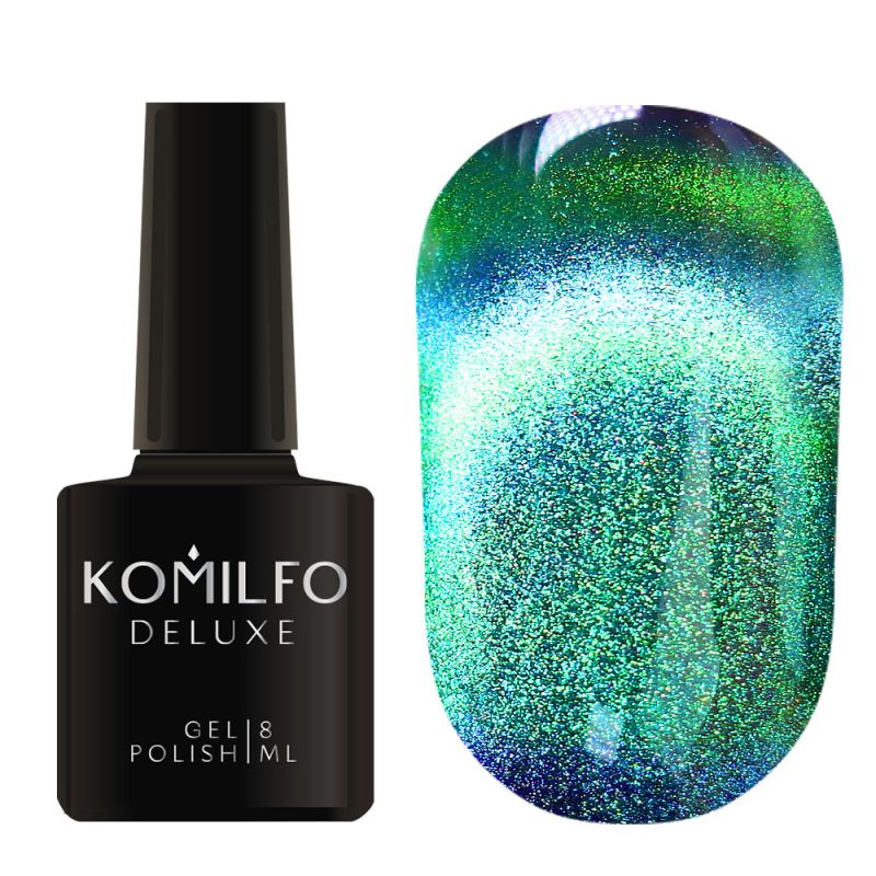 Gel Polish Komilfo 9D Cat's eye 006 (turquoise green, magnetic), 8 ml