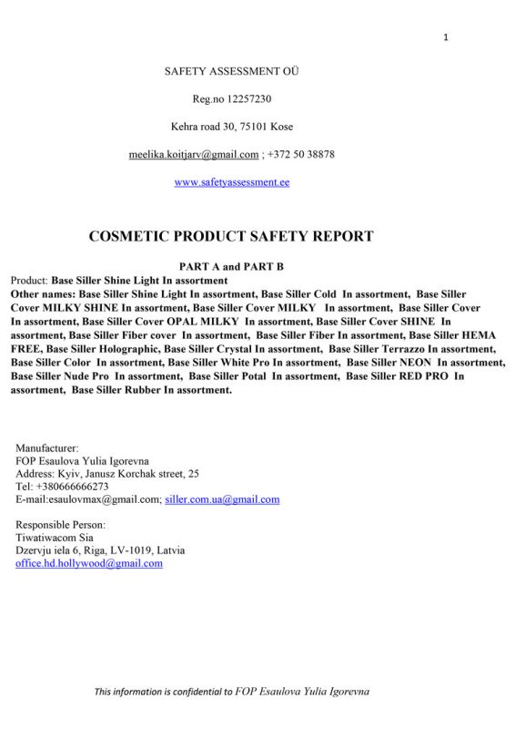 EU Certificate Base Siller (in assortment) - safety assessment