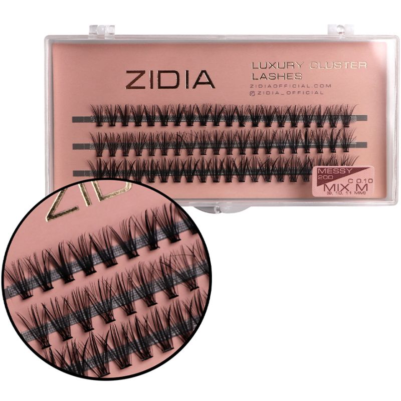 ZIDIA Cluster lashes Ресницы-пучки 20D MESSY C 0,10 MIX M (3 ленты, размер 9, 10, 11 mm)