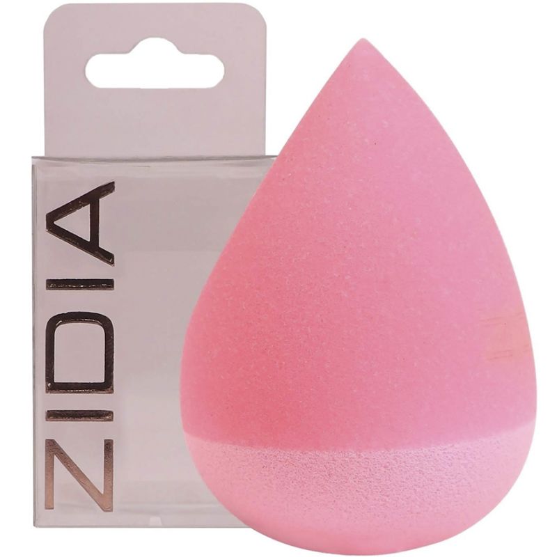 Спонж ZIDIA MakeUp Blender "Simone", двусторонний, розовый в коробочке (без латекса, покрытие из микрофибры)