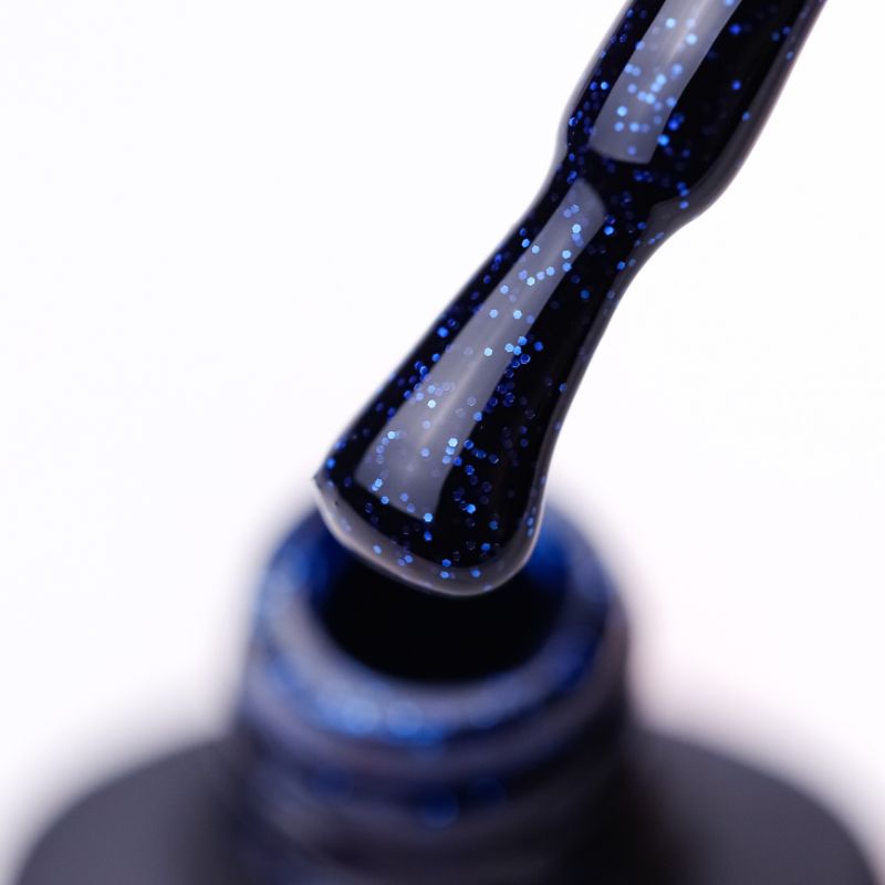 Valeri Gel nail polish 113 (black-blue with blue glitter), 6 ml