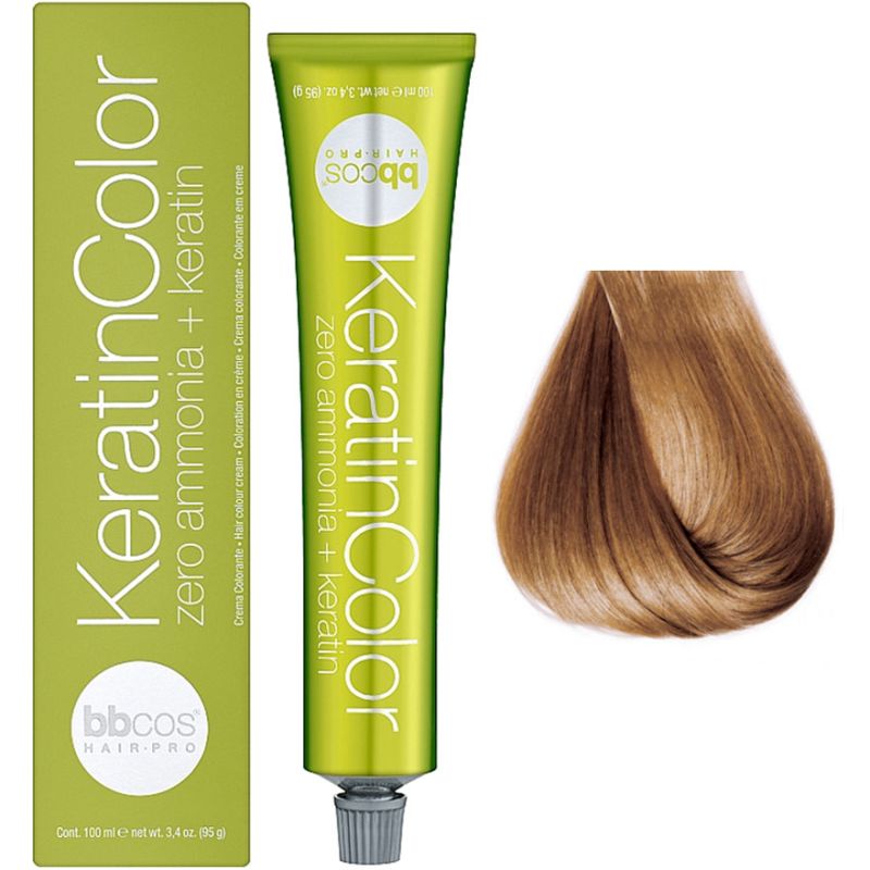УЦІНКА до 05.2026 Bbcos Keratin Color крем-краска для волос 8/3 блондин светло-золотистый, 100 мл