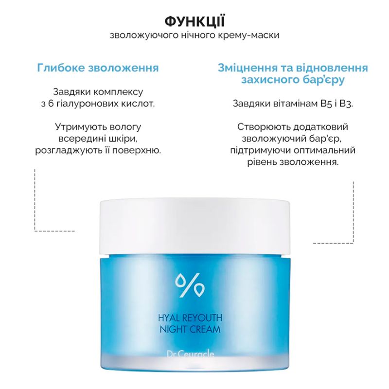 Dr.Ceuracle Moisturizing night cream mask with hyaluronic acid, 60 gr