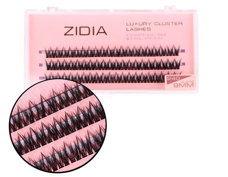 ZIDIA Cluster lashes Ресницы-пучки fish tail 24D C 0,10 (3 ленты, размер 9 мм)