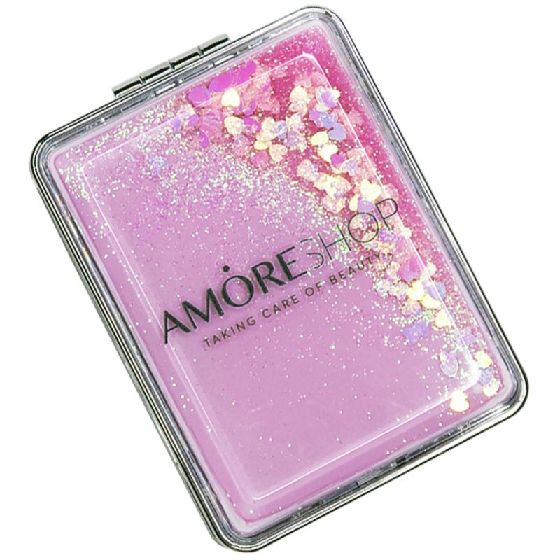 Зеркало Amoreshop, розовое с блестками