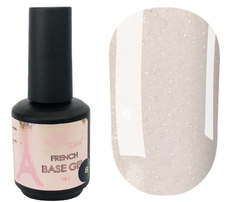 NailApex French Base FRB8 Translucent Milky Camouflage Base with Multicolor Shimmer, 15 ml