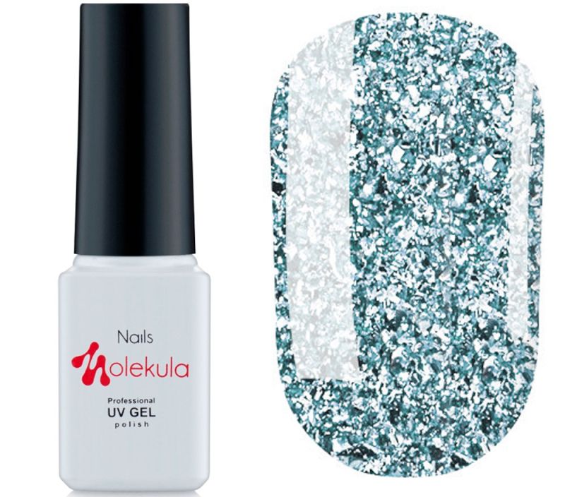 Molekula DIAMOND gel varnish No. 506 (turquoise blue, with sparkles and mica), 6 ml