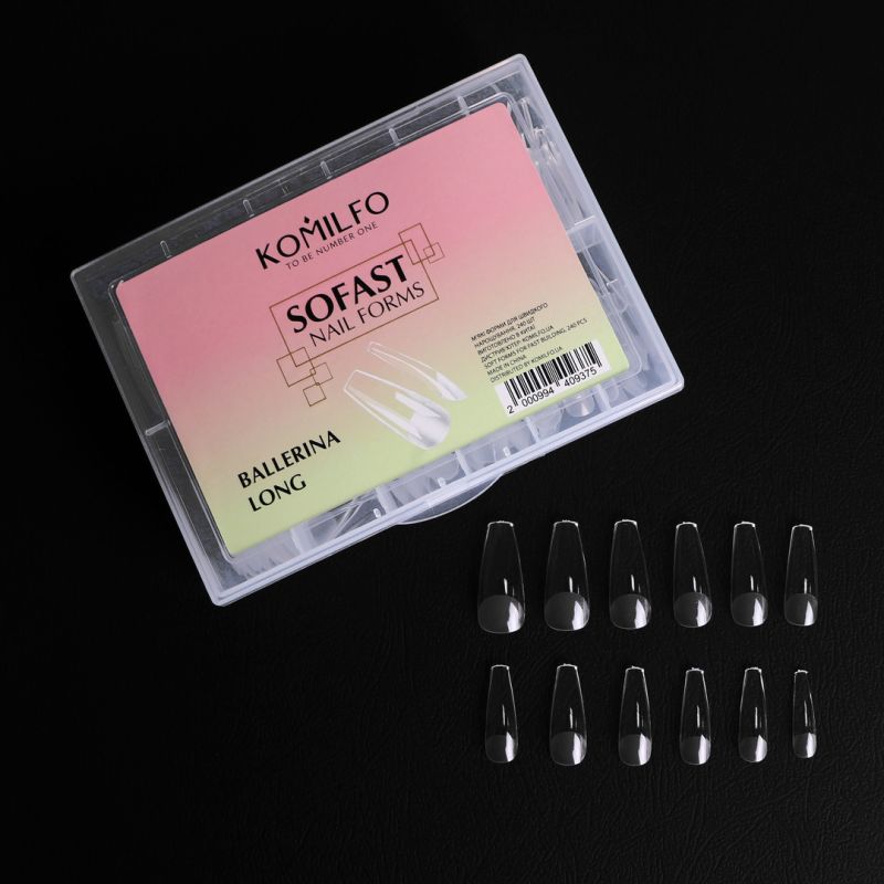 Komilfo SoFast Nail Forms Ballerina Long - gel forms for extension, 240 pcs