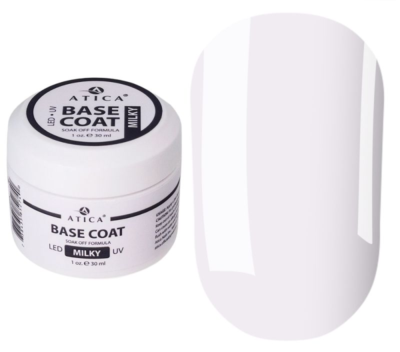 Atica rubber camouflage base for Milky gel polish (milk), 30 ml