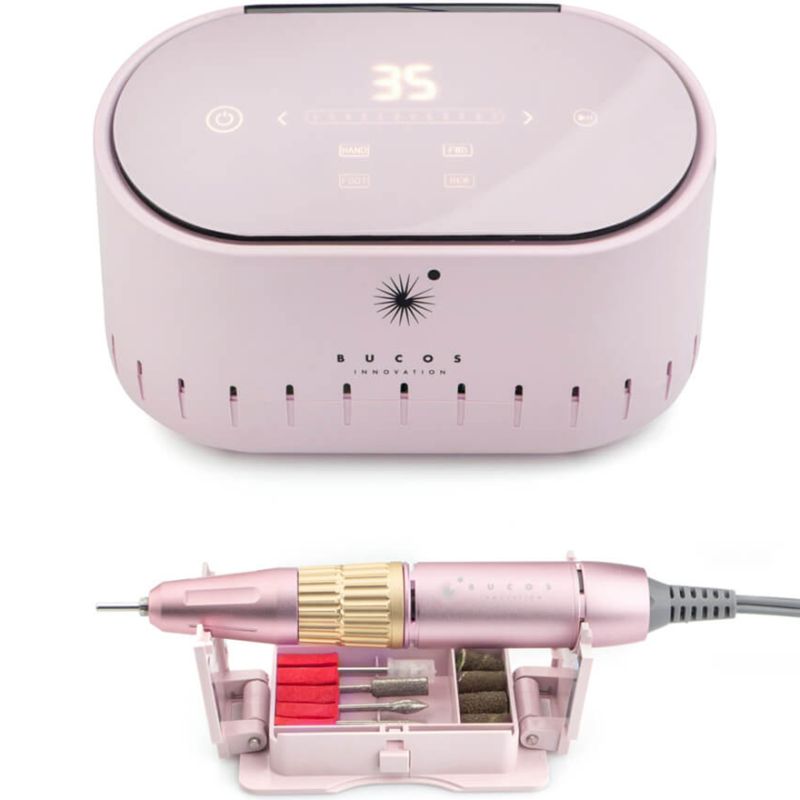 BUCOS Машинка для манікюру та педикюру Nail Drill X3 PRO LIGHT PINK (65W/35000 об.), (гарантія 12 місяців)