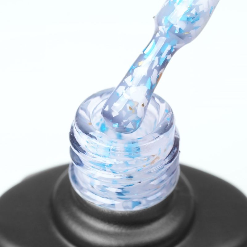 Komilfo Glassy Base GB004 (white-blue with flakes), 8 ml