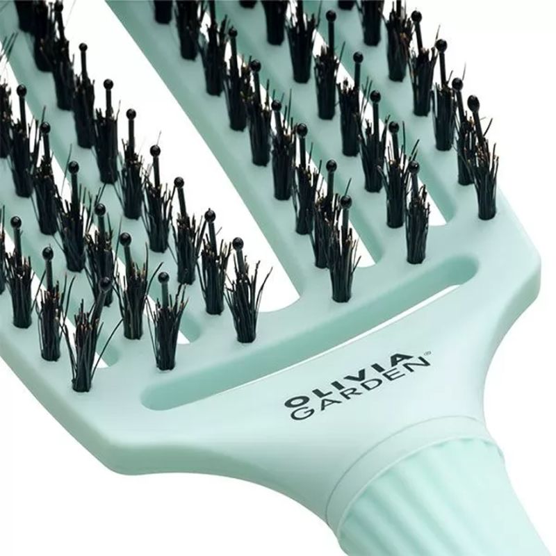 Olivia Garden Massage Brush Natural Bristle Finger Brush Combo Fizzy Mint
