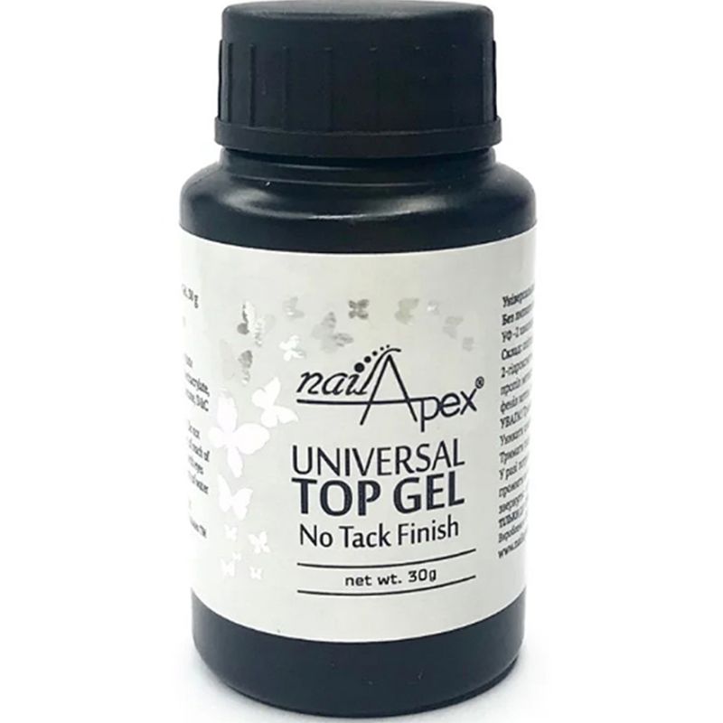 NailApex Top Gel No Tack Finish universal, топ без липкого слоя, 30 мл