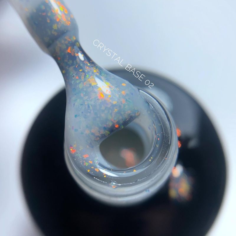 Grade Crystal base 02 nail base (transparent-milky with multi-colored melt), 15 ml