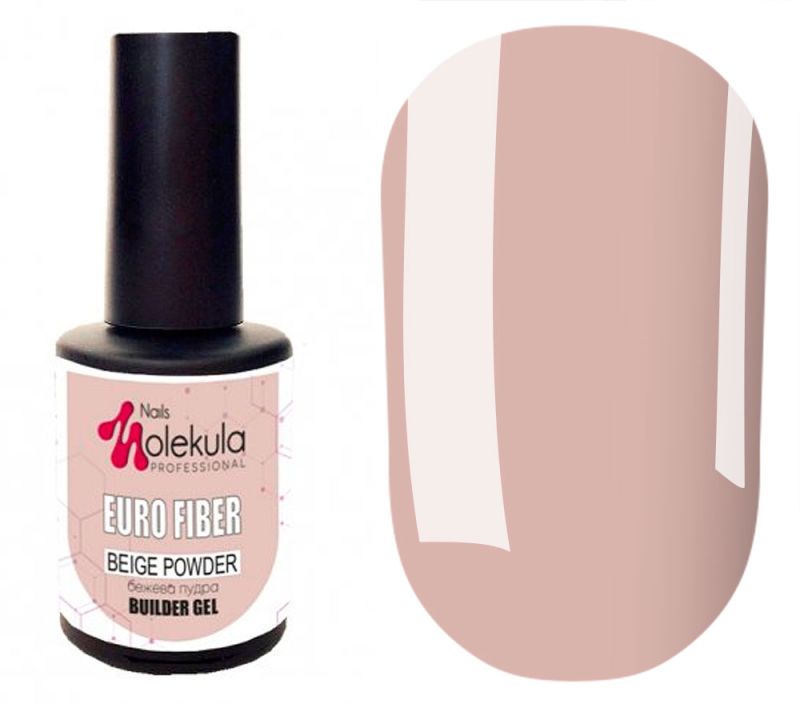 Molekula Гель-база модель Euro Fiber Gel Beige Powder (бежево-красный полупрозрачный), 12 мл