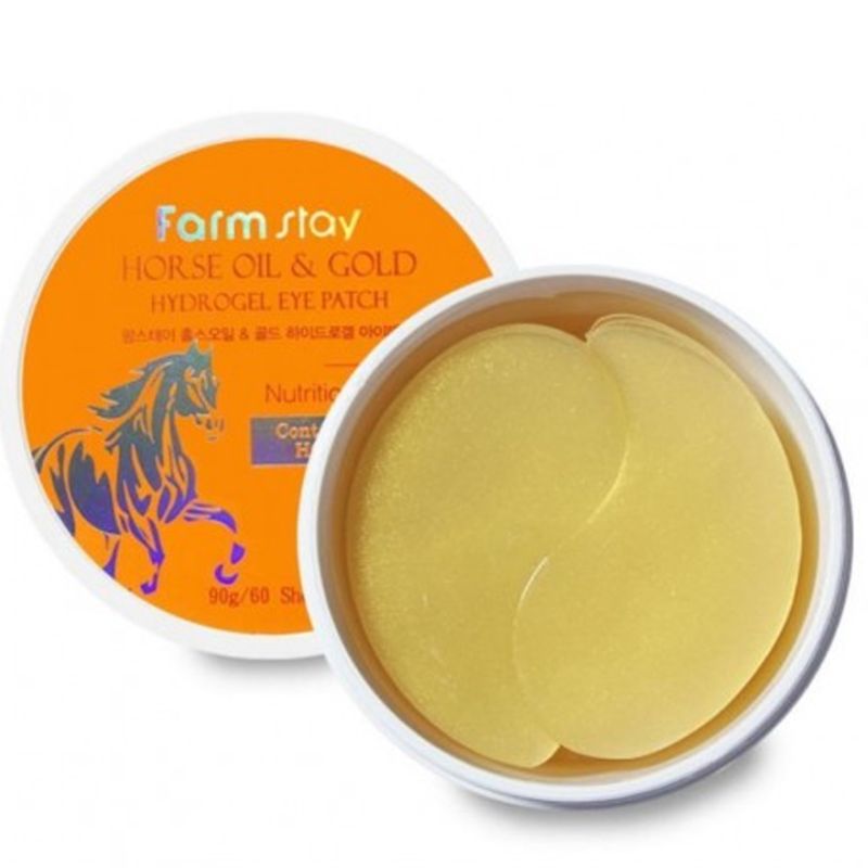 FARMSTAY Horse Oil & Gold Hydrogel Eye Patch, Horse Oil Eye Patch, 60 Pieces
