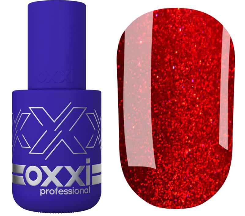 OXXI Gel nail polish No. 235 (rich red, micro-shine), 10 ml