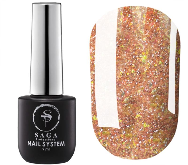 SAGA professional Gel polish Fiery gel 20 (beige-yellow with micro-shine, reflective), 9 ml