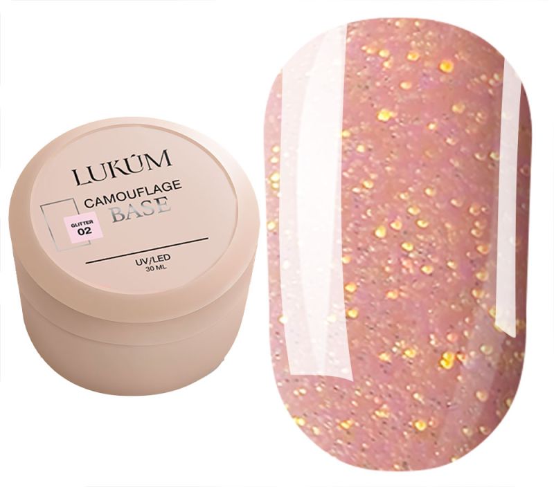Lukum База для ногтей Glitter cover base 02, 30 мл