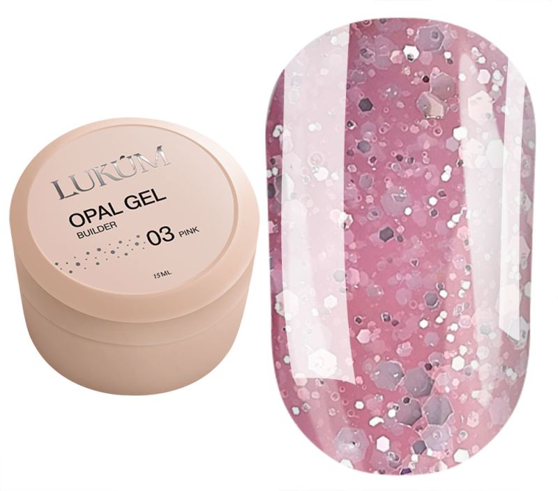 Lukum Гель для ногтей Builder Gel Opal №03 (Pink), 15 мл