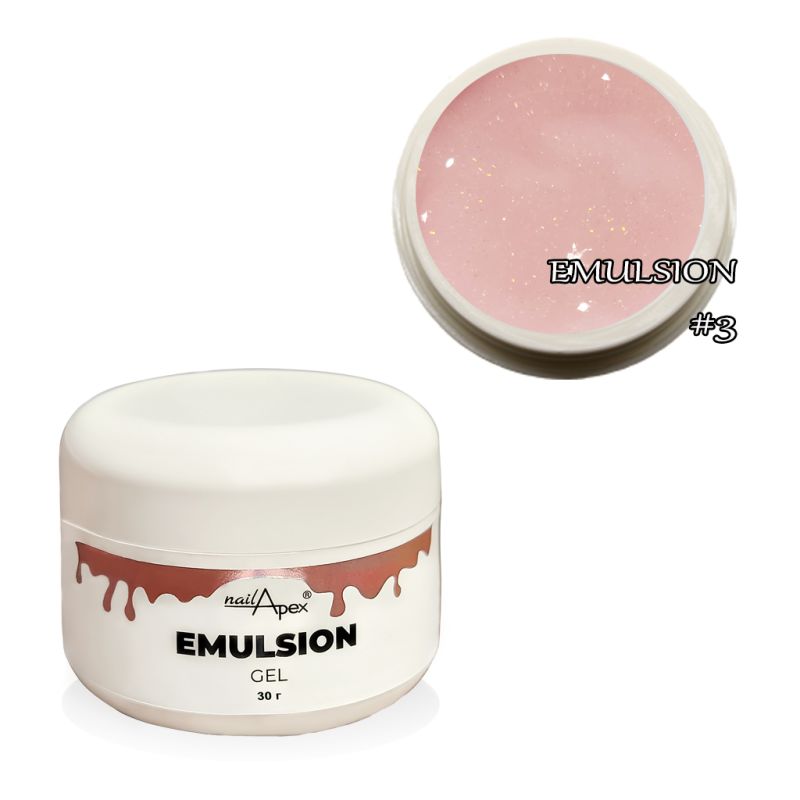 NailApex liquid modeling gel Emulsion No. 3 (delicate milky pink shade with golden pink microshine) 30 g