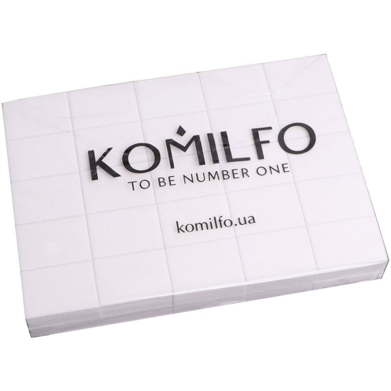 Набор шлифовщиков 32*25*12 мм белый 120/120 для ногтей Komilfo (50 шт. в пачке)