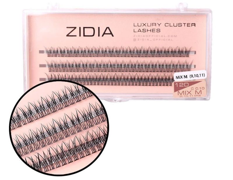 ZIDIA Cluster lashes fish tail 12D C 0.10 Mix M (3 bands, size 9, 10, 11mm)