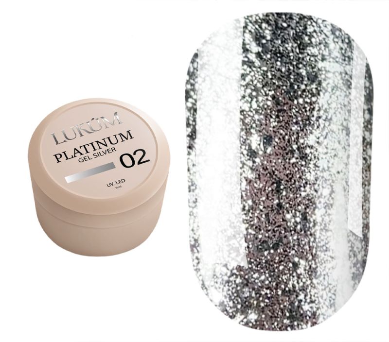Lukum Гель для ногтей Platinum gel paint 02 (Silver), 5 мл