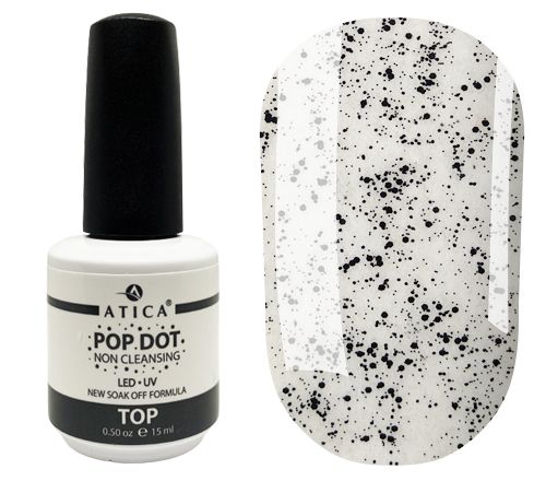 Top coat without sticky layer Atica Top Pop Dot Non Cleansing for gel polishes (with crumbs), 15 ml