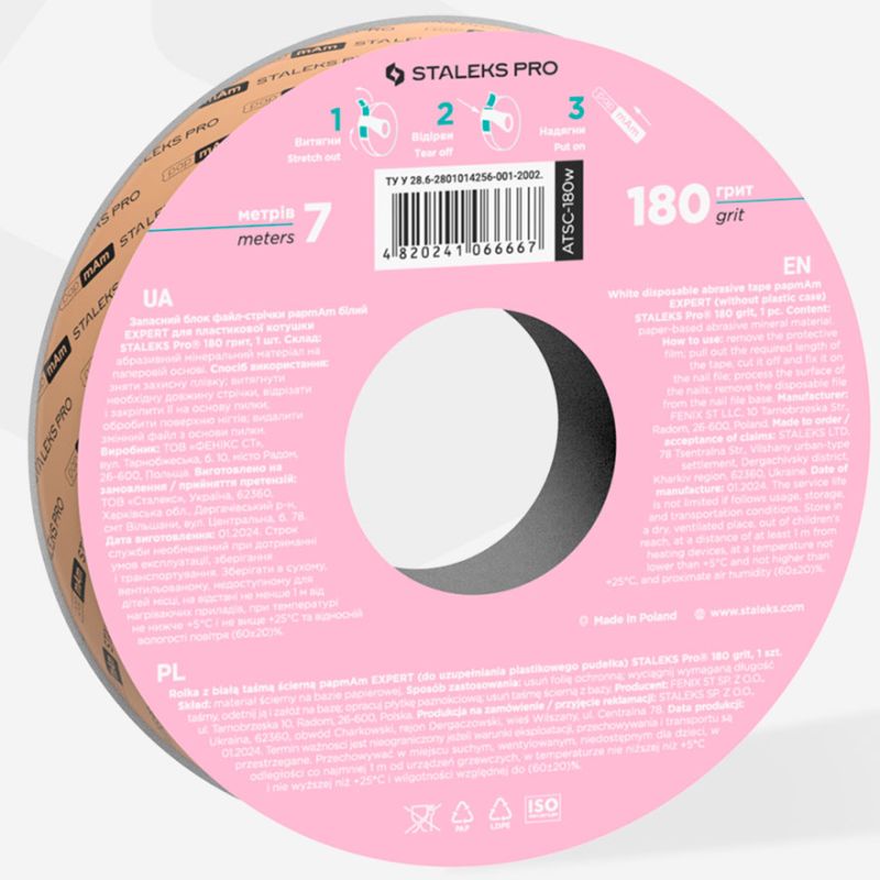 Staleks Pro - Spare file tape block white papmAm for STALEKS PRO EXPERT 180 grit reel