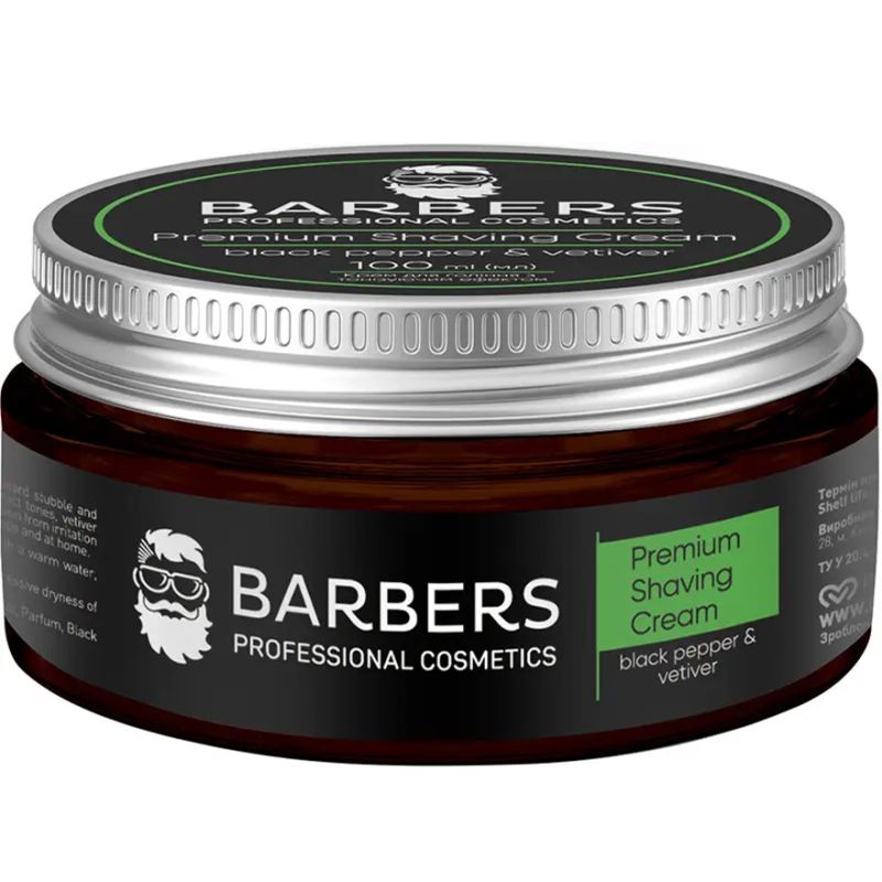 BARBERS Shaving cream with toning effect Black Pepper-Vetiver, 100 ml