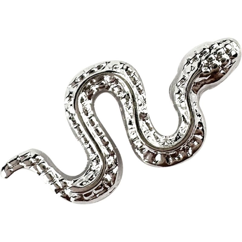 Metal nail decor Snakes, Silver, 8 x 17 mm